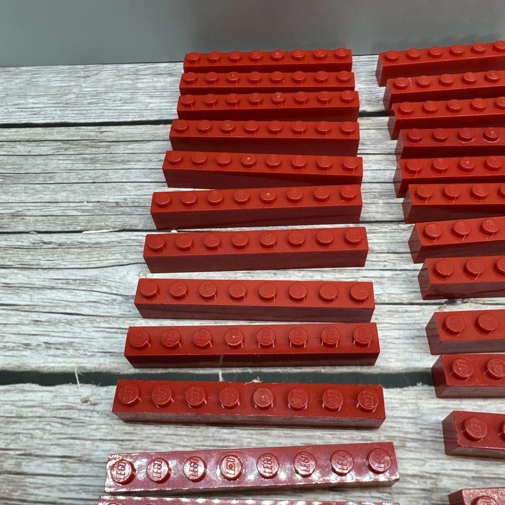Lego Parts Pieces 1x6 & 1x8 Red Bricks Lot Of 44 - Picture 3 of 5